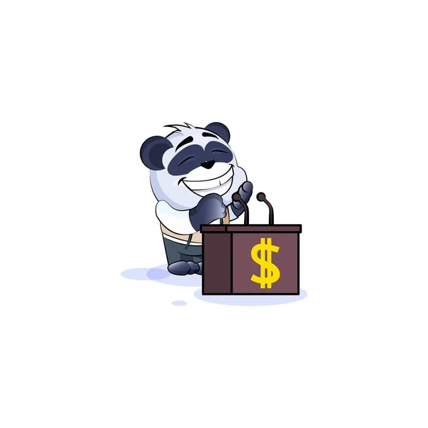 Panda bear στο business κοστούμι ηχείο πίσω από την εξέδρα — Διανυσματικό Αρχείο