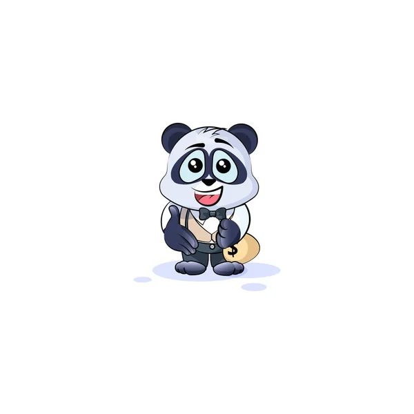 Panda bear in pak verlengen hand — Stockvector