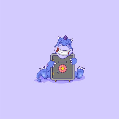 happy dragon sticker emoticon hug safe with money