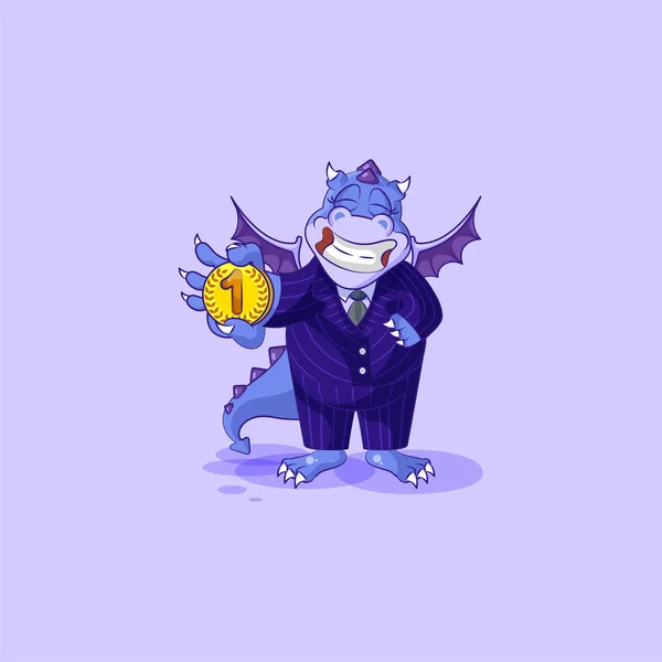 Dragón en traje de negocios moneda criptomoneda dinero — Vector de stock