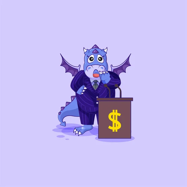 Dragón en traje de negocios detrás del podio — Vector de stock