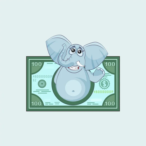 Słoń naklejka emotikon pieniądze zysk Dolar — Wektor stockowy
