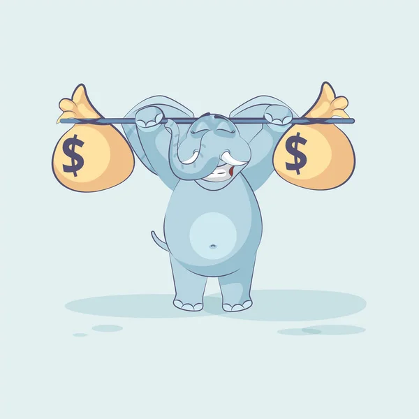 Elefante levanta la barra con bolsas de dinero — Vector de stock