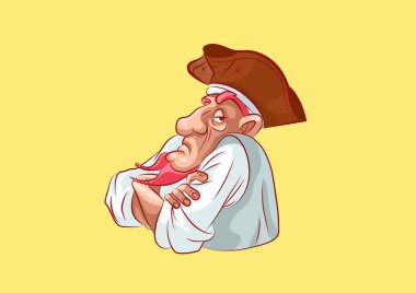 Emoji sticker captain mascot resentment discontent vector Emoji sticker captain mascot resentment discontent vector