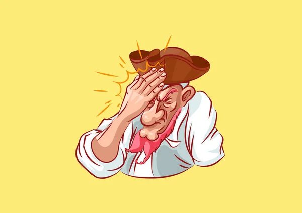 Emoji stiker kapten maskot facepalm OMG - Stok Vektor