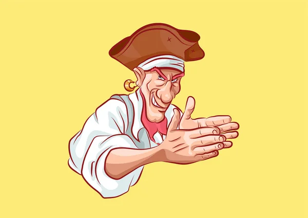 Ellerini ovuşturarak emoji etiket denizci Kaptan kurnaz — Stok Vektör