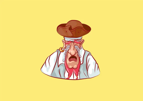 Emoji naklejki marynarz kapitan marynarz maskotka płacz — Wektor stockowy