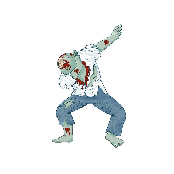 Zombie caminando muerto personaje dab paso de baile — Vector de stock
