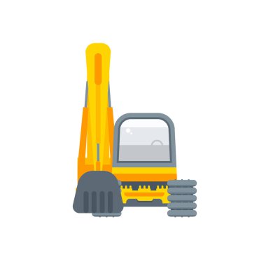düz stilde Bagger illüstrasyon Önden Görünüm