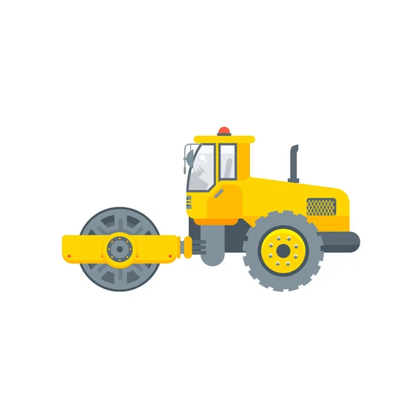 Asfalto máquina pavimentadora ilustración vista lateral — Vector de stock