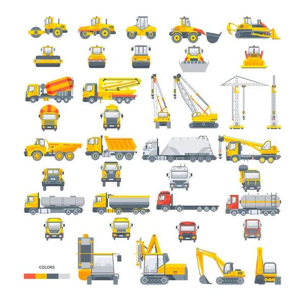 Set vector machinery Asphalt machine — Stock Vector