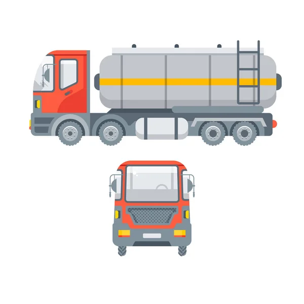 LKW für Öl-Seiten- und Frontansicht — Stockvektor