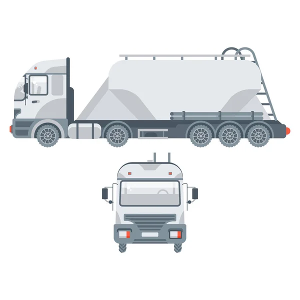Transporte de camiones arena vista lateral y vista frontal — Vector de stock