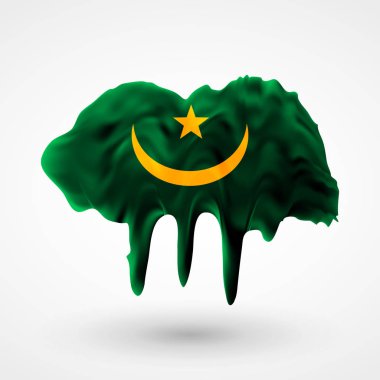 izole vektör bayrak renkleri boyalı Moritanya