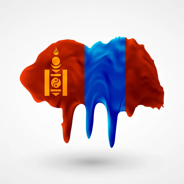 Wektor na białym tle flaga Mongolii pomalowanych — Wektor stockowy