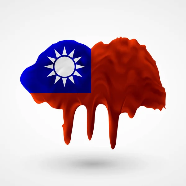 Vecteur isolé Drapeau de Taiwan couleurs peintes — Image vectorielle