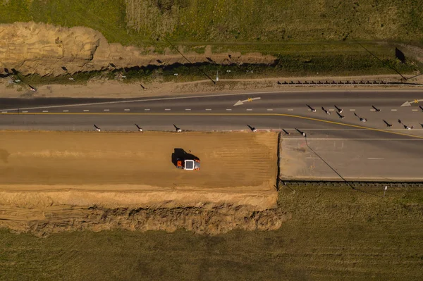 Drone Vue Haut Vers Bas Site Reconstruction Routière — Photo