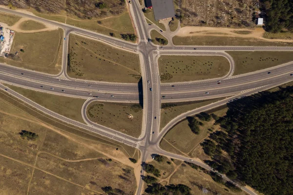 Highway interchange seen from above.