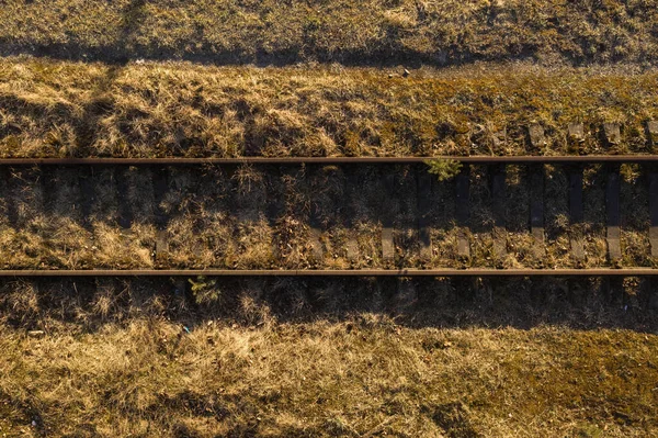 Photographie Par Drone Vieux Chemins Fer Rouillés Pendant Journée Été — Photo
