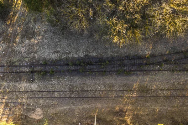 Photographie Par Drone Vieux Chemins Fer Rouillés Pendant Journée Été — Photo