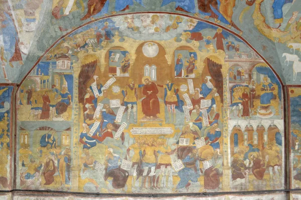 Fragment af maleri i templet af halshugning af Johannes Døberen i byen Yaroslavl, Rusland. Maleriet blev udført i 1695-96 af Fedor Ignatiev og Dmitry Plekhanov . - Stock-foto