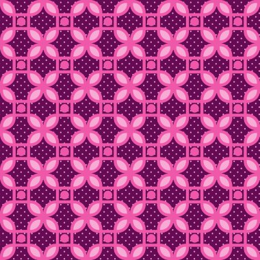 Geometrik şekil ve küçük nokta ile mor soyut dikişsiz desen. Vektör deseni mor renk geometrik şekil ve çizgiler ve polka noktalar içerir.