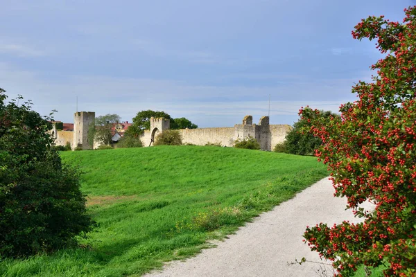 Nézd Régi Városfal Visby Gotland — Stock Fotó