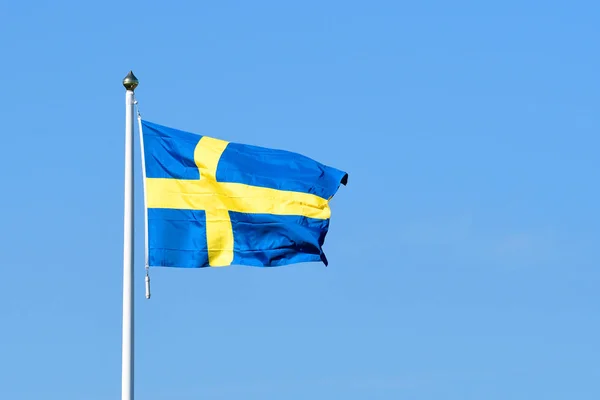 Svéd Zászló Szélben — Stock Fotó