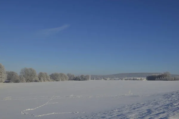 Zima Saksonii Zimny Dzień Wielu Śnieg — Zdjęcie stockowe