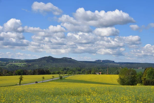 Vista Sulla Svizzera Saxon Primavera — Foto Stock