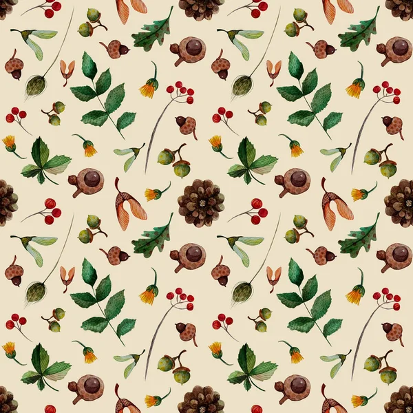 bej arka planda Dikişsiz desen sonbahar yaprakları Kuşburnu kestane yaprak