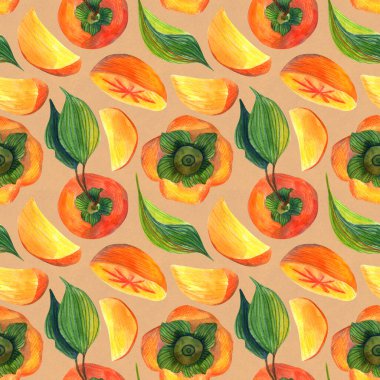 Turuncu bej arka planda dikişsiz hurma deseni. Ambalaj kağıdı, tekstil, tebrik kartları ve davetiyeler için çiçek illüstrasyonu.
