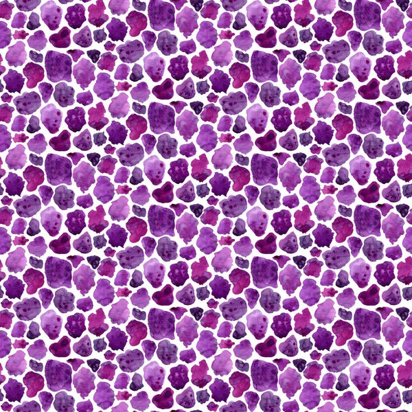 抽象的な水彩画のパターン。紫と紫のアクエラレの斑点。布や包装紙にプリントするためのシームレスな抽象的な背景を手描き. — ストック写真