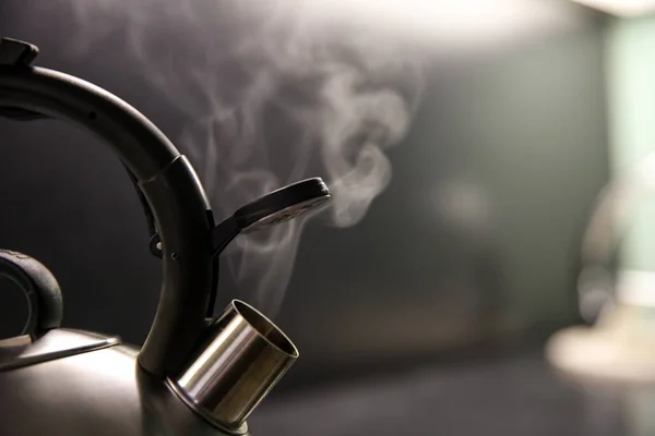 Kettle Boiling On A Gas Stove In The Kitchen. Focus On A Spout Stock Photo,  Picture and Royalty Free Image. Image 43166984.