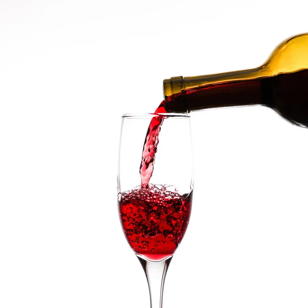 Red Wine Bottle Glass White Background Copy Space Royalty Free Stock Photos