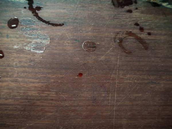 Mesa Madera Con Gota Agua —  Fotos de Stock