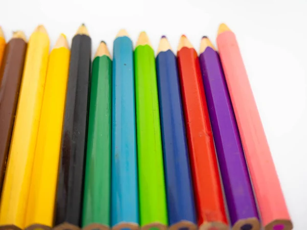 Kleurpotloden Geïsoleerd Witte Achtergrond Crayon — Stockfoto