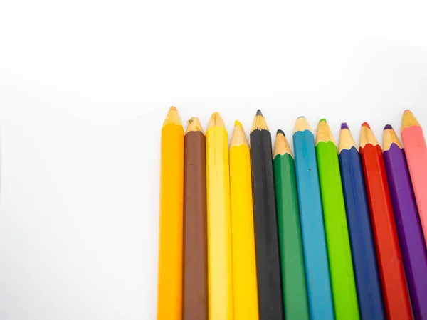 Kleurpotloden Geïsoleerd Witte Achtergrond Crayon — Stockfoto