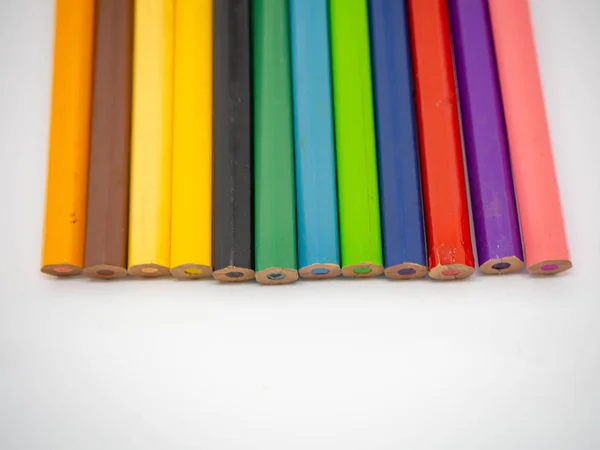 Kleurpotloden Geïsoleerd Witte Achtergrond Crayon — Stockfoto
