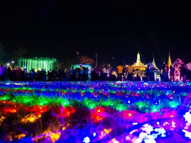 Bangkok Tayland Aydınlatma Tasarım Sanam Luang, Lamba çiçekler renkli aydınlatma 