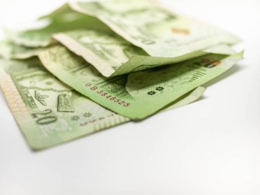 Banknotlar Tay, Yirmi baht, closeup, Tayland, para, beyaz arka plan, döviz, iş yatırım kavramı izole