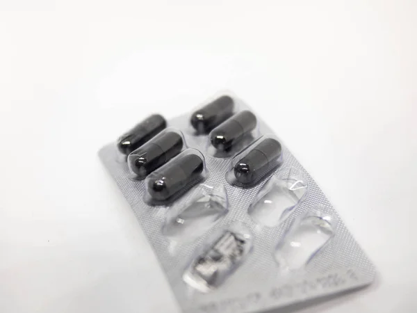 Umschlagmedikament Offene Pille Weißer Hintergrund Isoliert Grau Textur Behandlung Gesundheit — Stockfoto