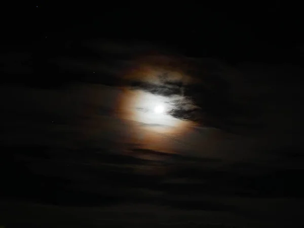 Belle Pleine Lune Isolée Sur Fond Noir — Photo