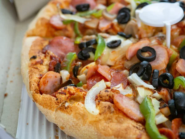 Піца Коробці Щасливий Обід Швидка Їжа Фастфуд Небезпечна Їжа Чіз — стокове фото