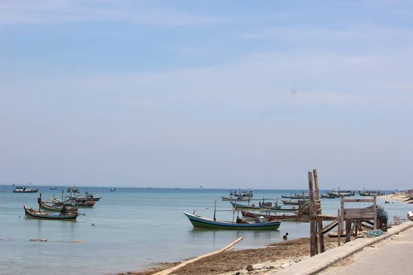 Barco Madeira Existente Ilha Dique Ketapang Java Oriental Indonésia — Fotografia de Stock