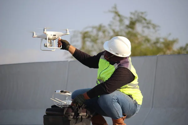 Piloto Drone Está Pilotar Avião — Fotografia de Stock