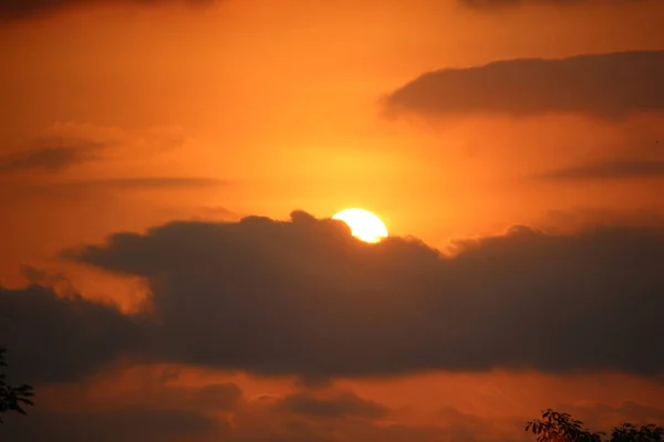 Magnifiques Couchers Soleil Sur Bord Campagne — Photo