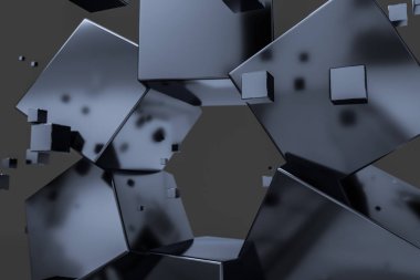 3D Rendering, bilim ve teknoloji duygusu ile yaratıcı küpler