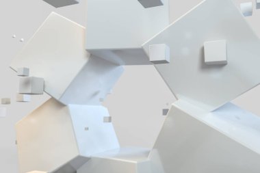 3D Rendering, bilim ve teknoloji duygusu ile yaratıcı küpler