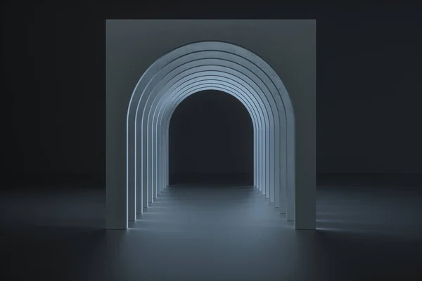 Renderização 3d, construção de túnel de rocha de poeira, fundo misterioso — Fotografia de Stock